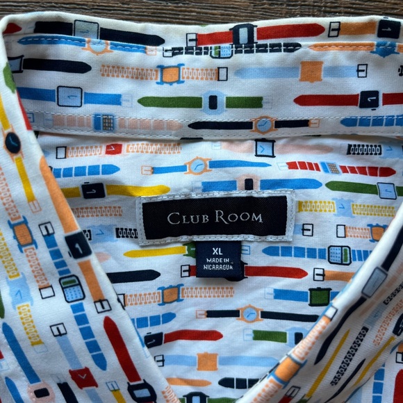 Men's Club Room Shirt Multicolor Watches XL All-Over Street Classic Unique City - Picture 3 of 10